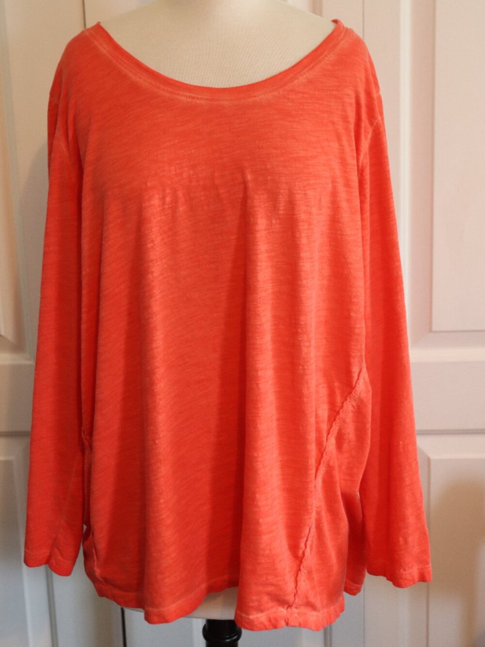 LOGO by Lori Goldstein Mango Long Sleeve 100% Cotton Slub Knit Top Size XL